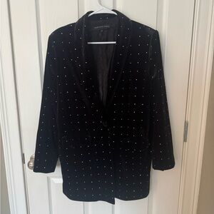 Black Velvety Rhinestone Women's Blazer
